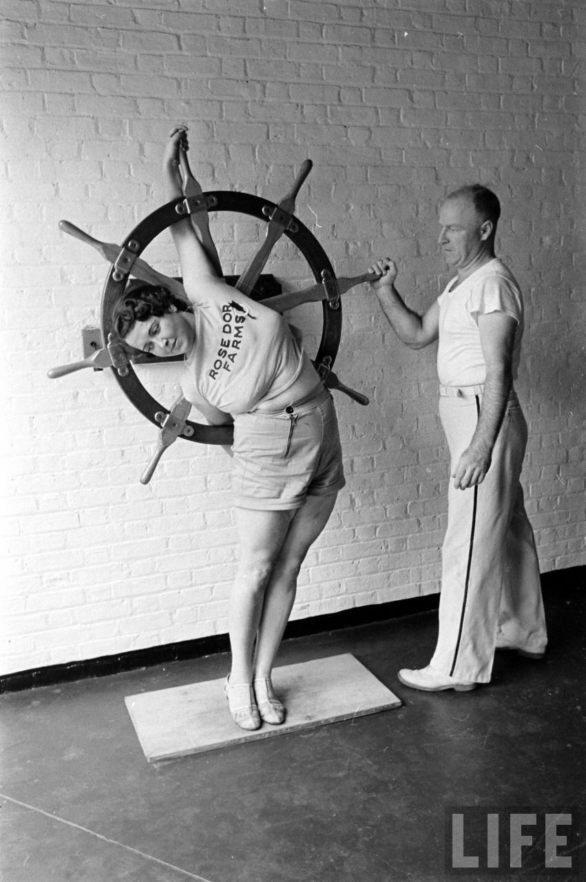 Great vintage photos from a 1930s weight loss and exercise farm.