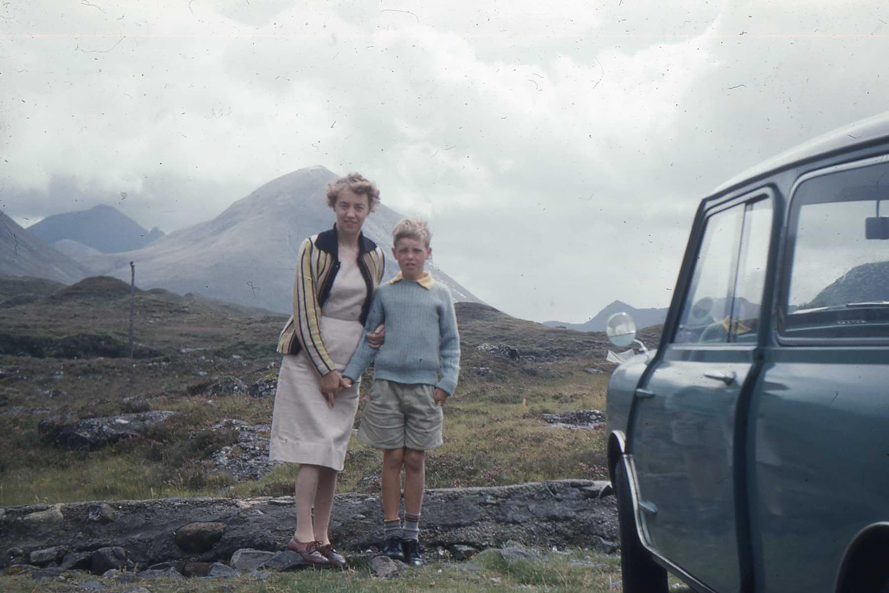 Alexander Cunningham, With mother on the misty Isle of Skye, July 1960.