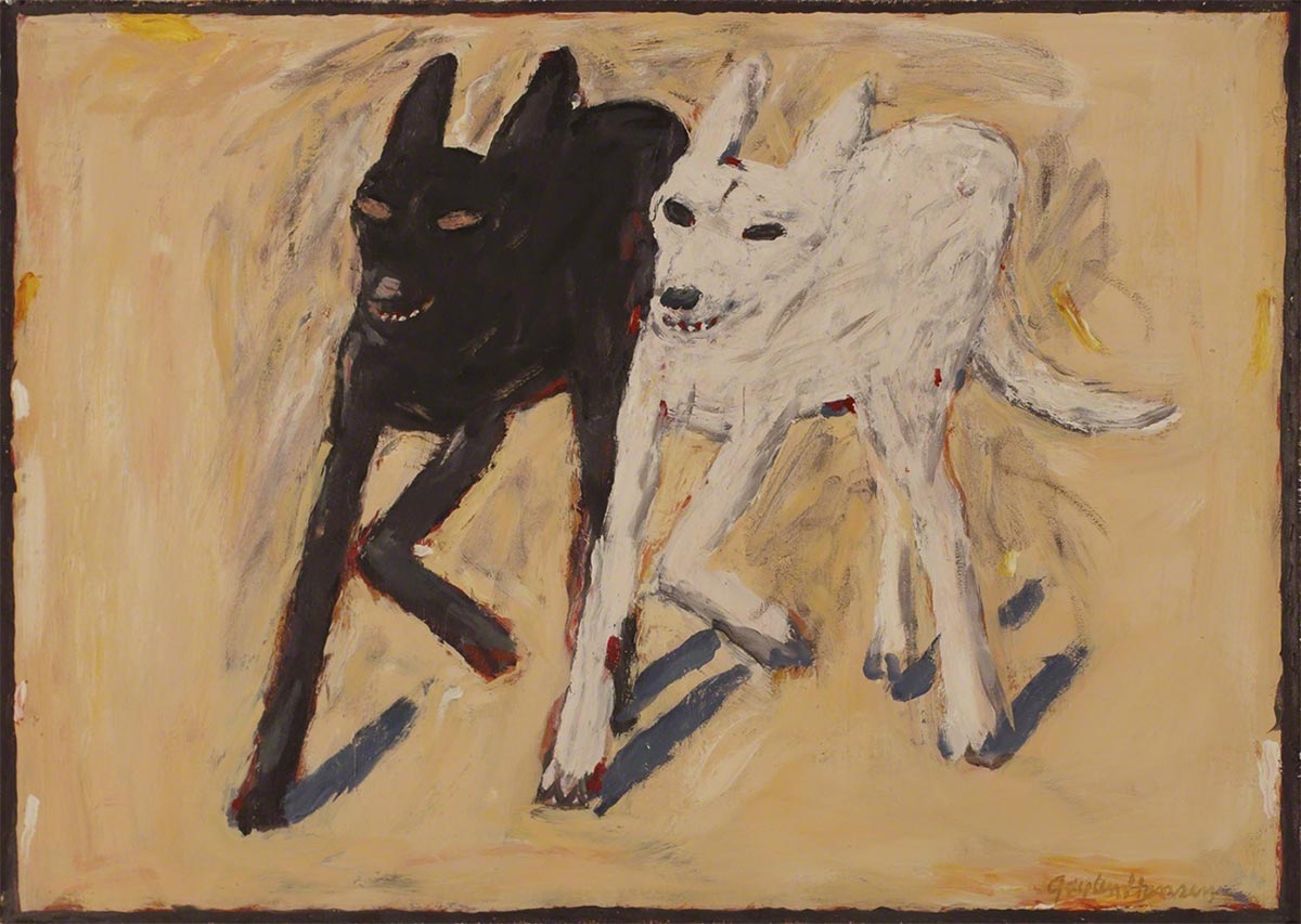 GAYLEN HANSEN, Two Dogs, One White and One Black, 2015